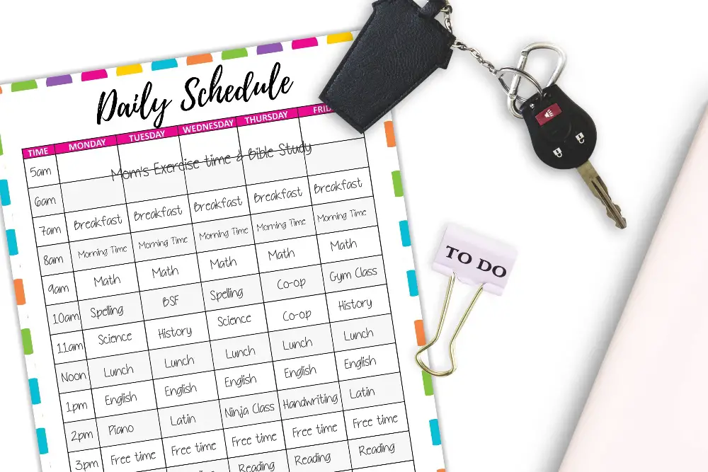 Homeschool Schedule Printable Homeschool Schedule Planner