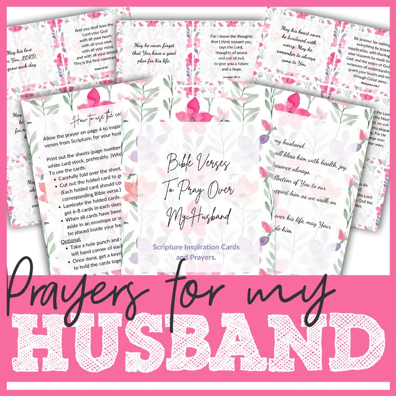 Prayer for My Husband Printable Scripture Cards - Blessed Homeschool