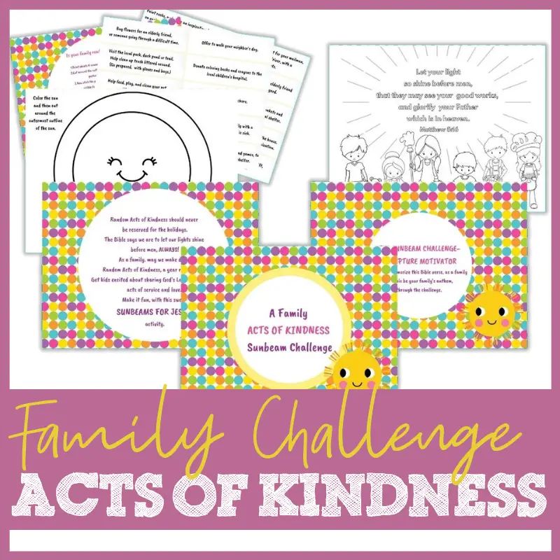 Family Acts of Kindness Sunbeam Challenge - Blessed Homeschool