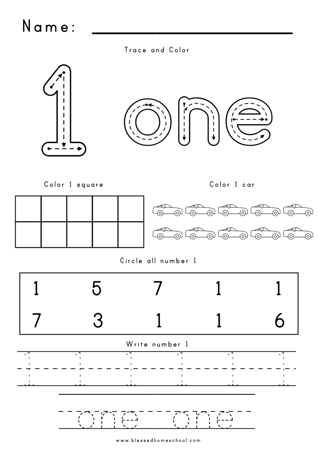 Number Review Worksheets (1-10) - Blessed Homeschool