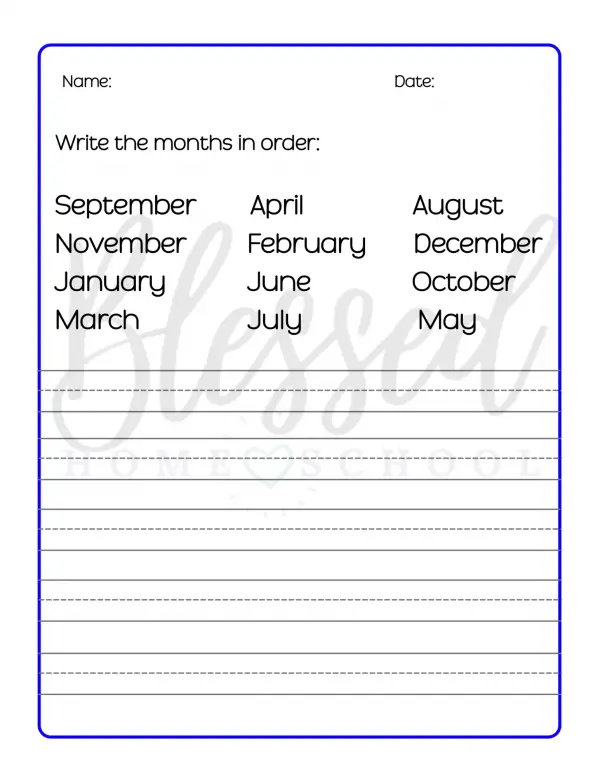 Months of the Year Printable Pack - Blessed Homeschool