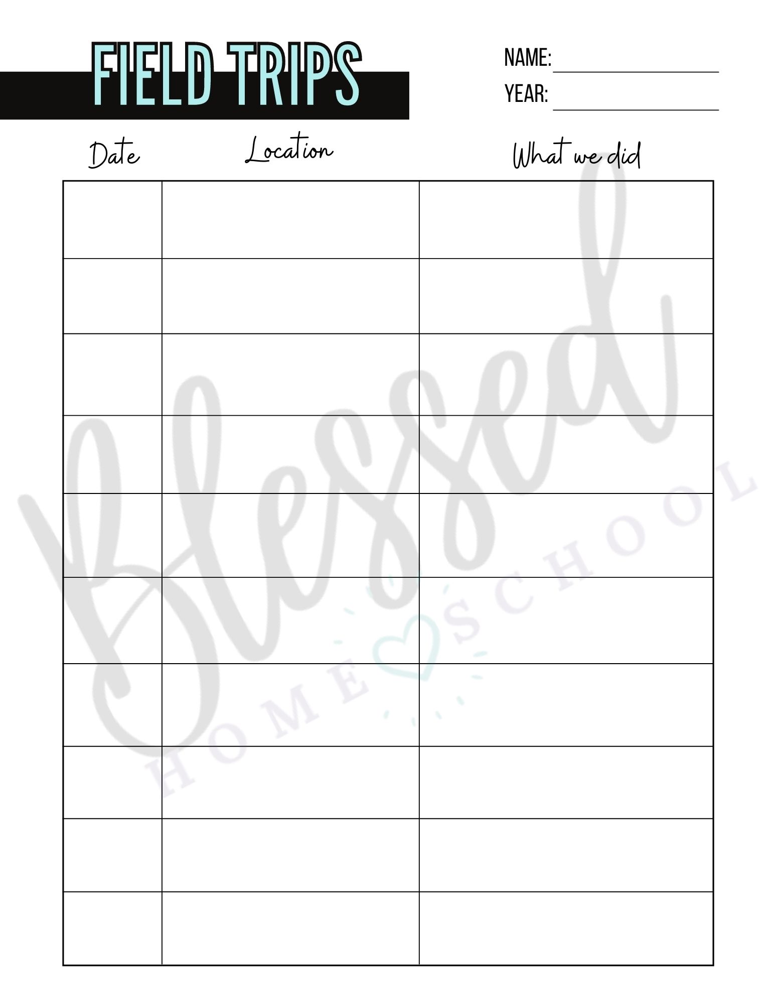 Homeschool Portfolio - Blessed Homeschool for Free Printable Homeschool Field Trip Log