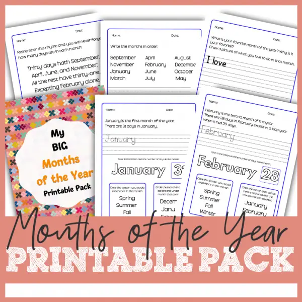 Months of the year printables