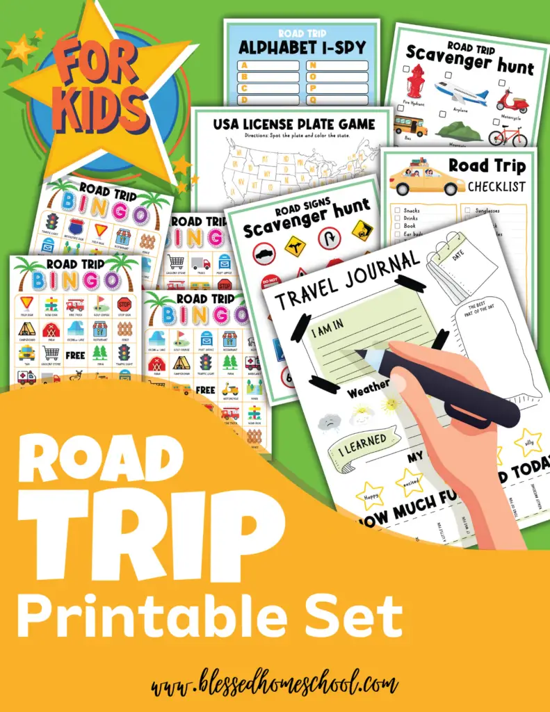 Here are a few road trip ideas to help you prepare for your next family road trip, plus a free printable pack to help keep your kids entertained on the road.