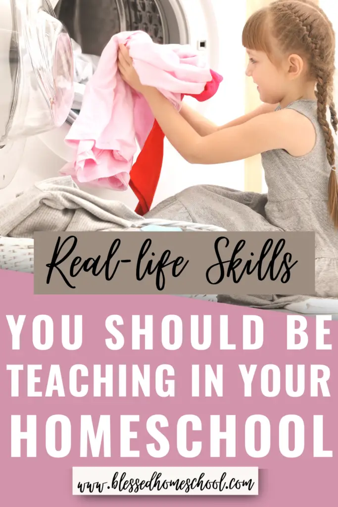 The beauty of homeschooling is we have the time to teach our kids skills that public schools don’t offer and public school families often don’t have time for.  Here's a list of real-life skills to teach in your homeschool so that your children are prepared with skills they will surely need throughout their lives. 