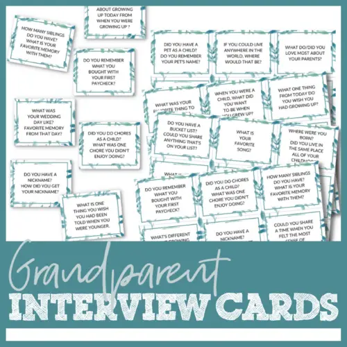 Grandparent's Day Activity: Grandparent Interview Cards