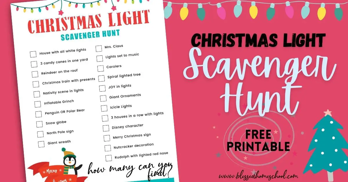 Christmas Light Scavenger Hunt: Free Printable Activity