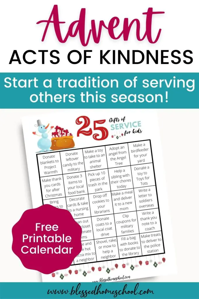 25 Gifts of Service Advent Calendar + FREE Printable for Kids