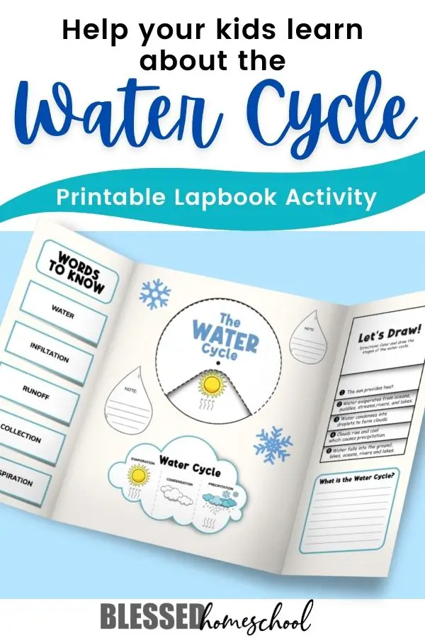 Teach your kids all about the water cycle with this informative water cycle project!  This printable water cycle lapbook will help you assess their learning, and display it in a fun way.