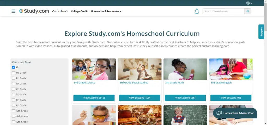 Study.com's homeschool curriculum