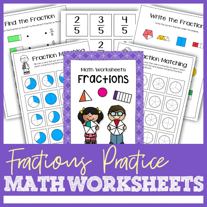 FREE Fractions Worksheets {Math Worksheets: Fractions}