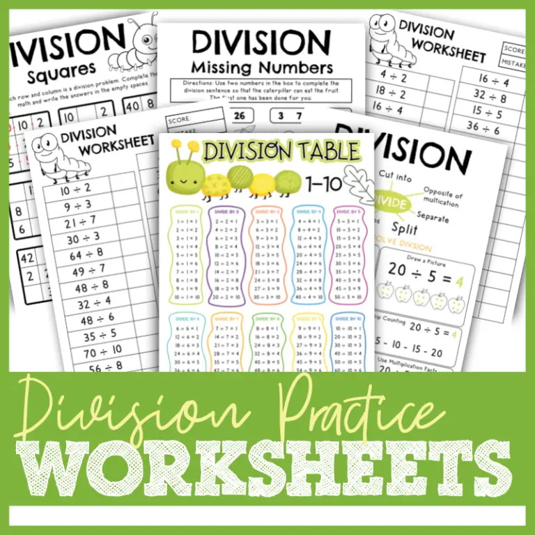 Division Practice Worksheets for Elementary Students