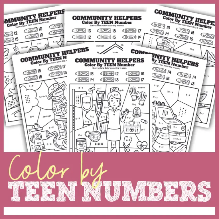 Color by Teen Numbers Worksheets