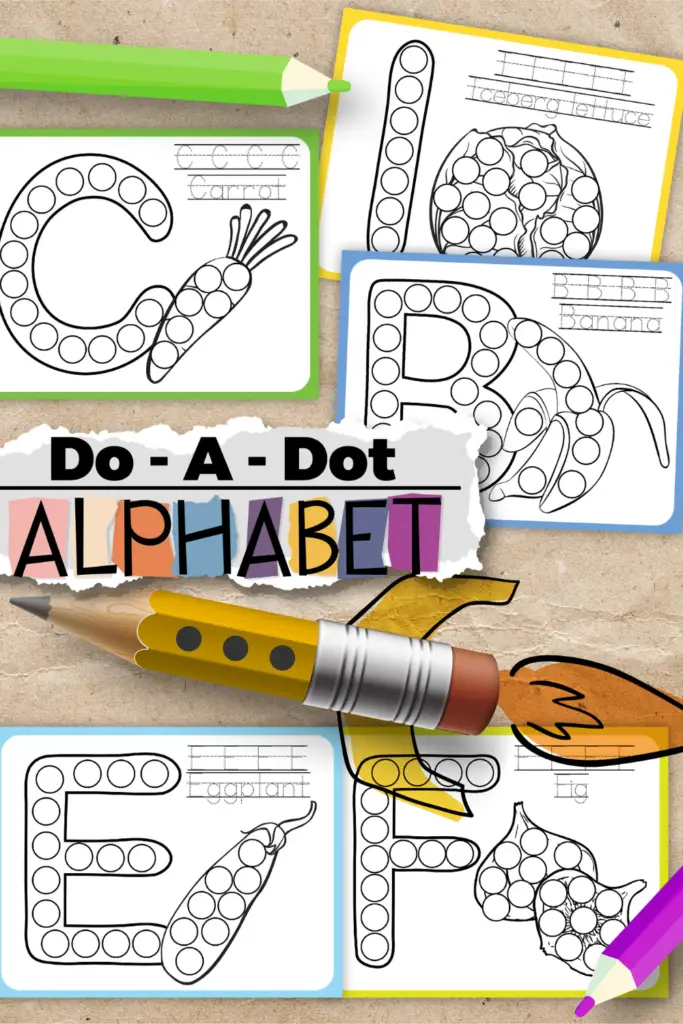 Are you looking for a fun way to help your little ones learn or practice their uppercase letters? My food-themed Do-A-Dot Alphabet Printable is a fun activity that will help your kids with fine motor skill practice, alphabet recognition, and more.