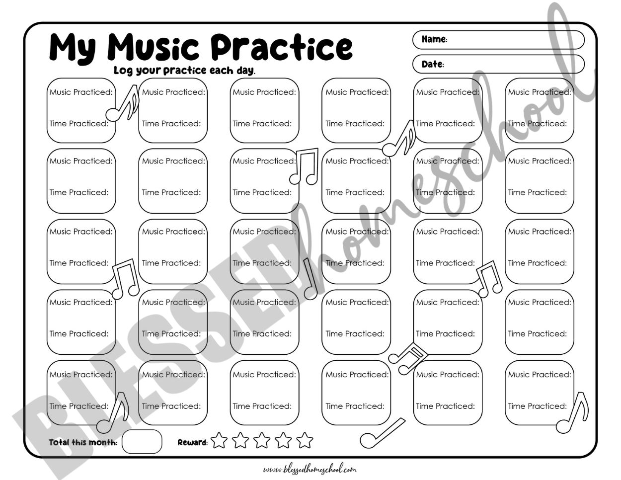 Printable Music Practice Logs for Kids printable-music-practice-logs-for-kids