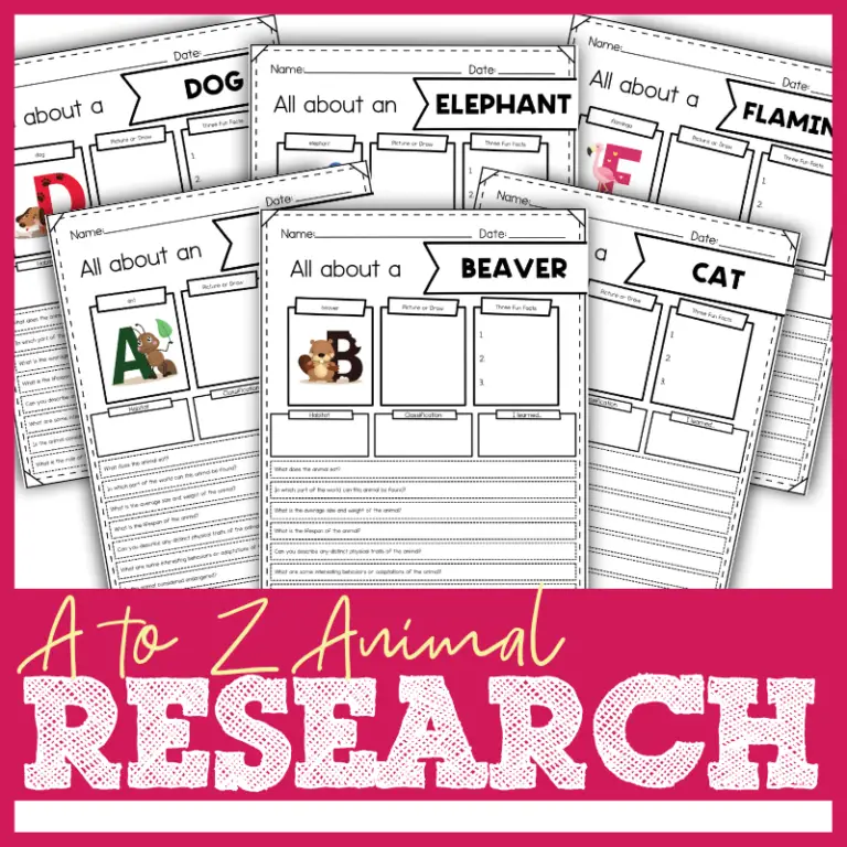 A to Z Animal Research Worksheets