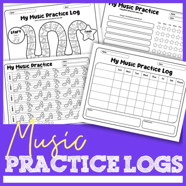 Printable music practice logs