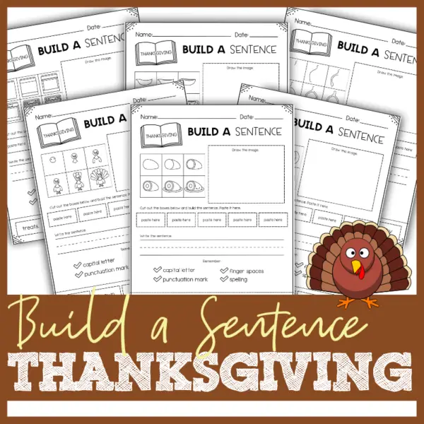 Thanksgiving build a sentence worksheets