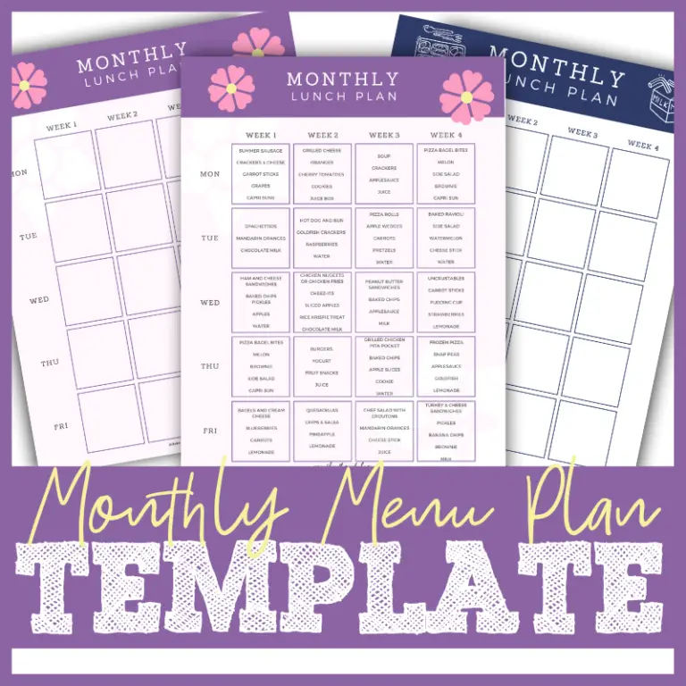 Monthly Menu Template