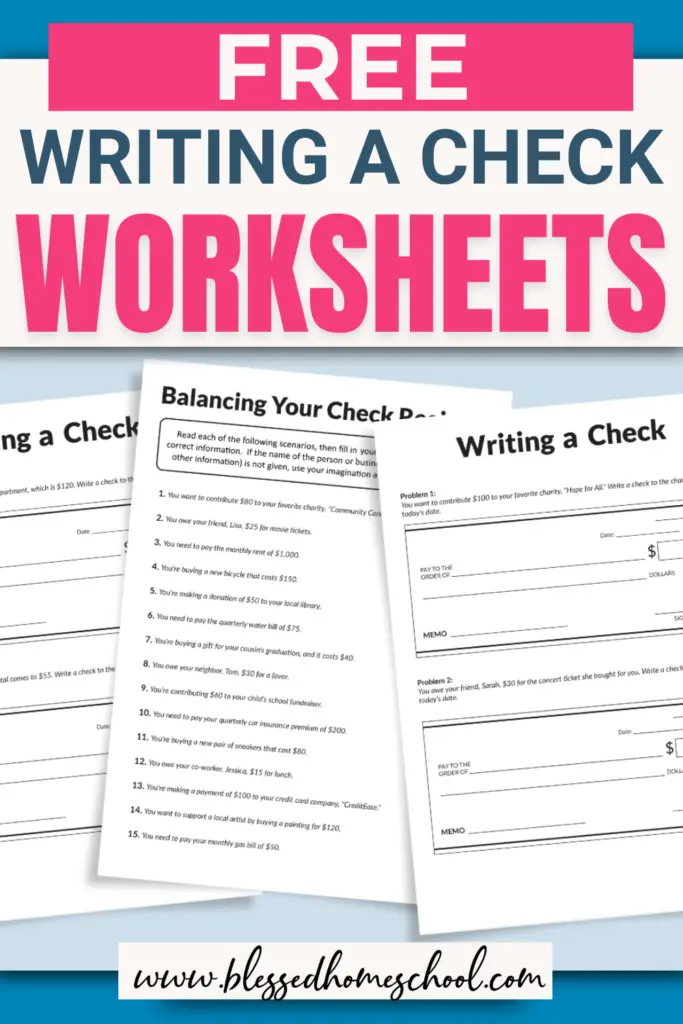 Writing a check teaches responsibility, proper record-keeping, and a deeper understanding of how money moves from one person to another. Grab my FREE Writing a Check Worksheet to add to your homeschool lesson plans!