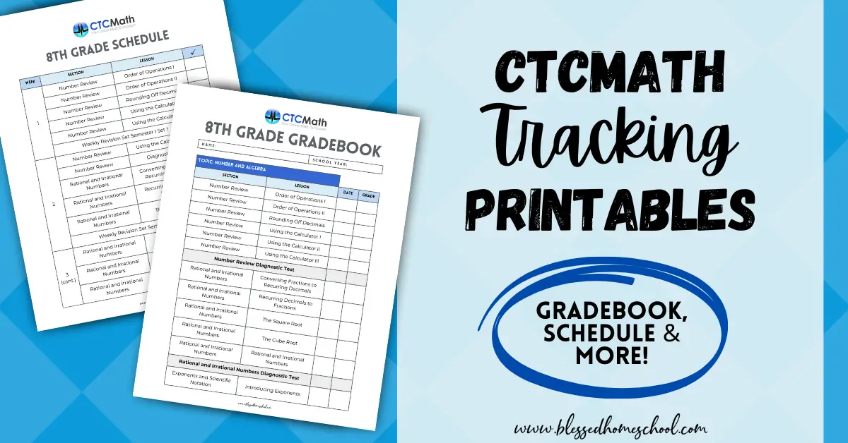 CTCMath Lesson Checklists and Grade Trackers