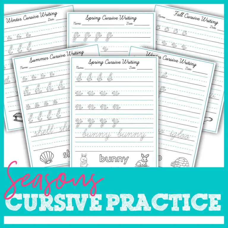 Four Seasons Cursive Handwriting Practice