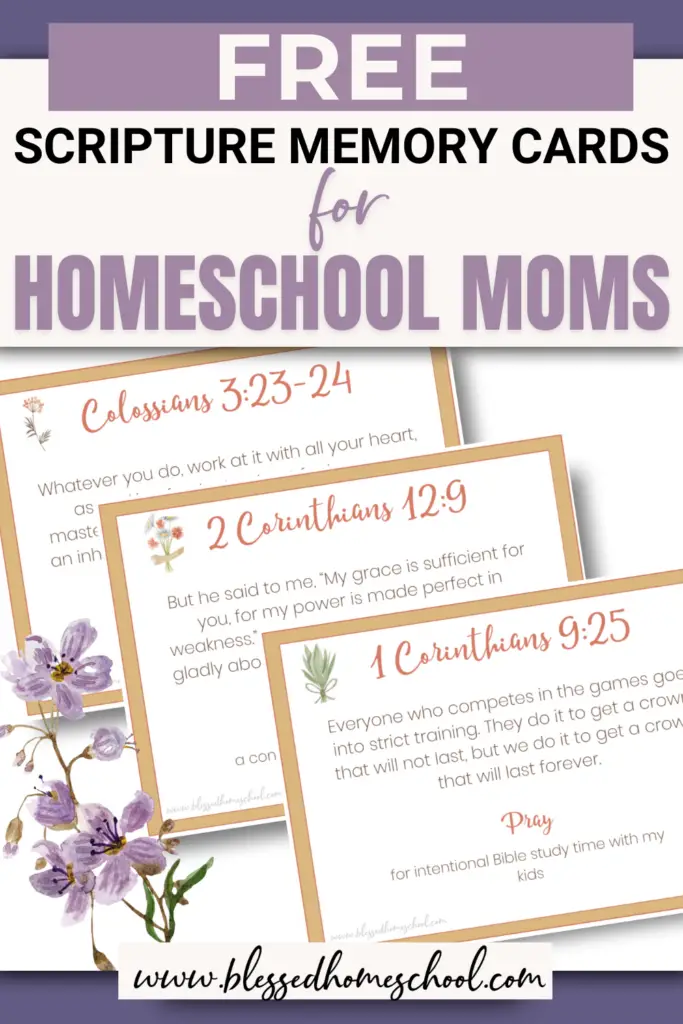 Looking for a simple way to keep God at the center of your homeschool? These free Scripture Memory Cards for Homeschool Moms make it easy to memorize one verse each week while praying intentionally for your homeschool. Download your free set today and join the Homeschool Prayer Challenge for weekly encouragement, printables, and guided prayer prompts!