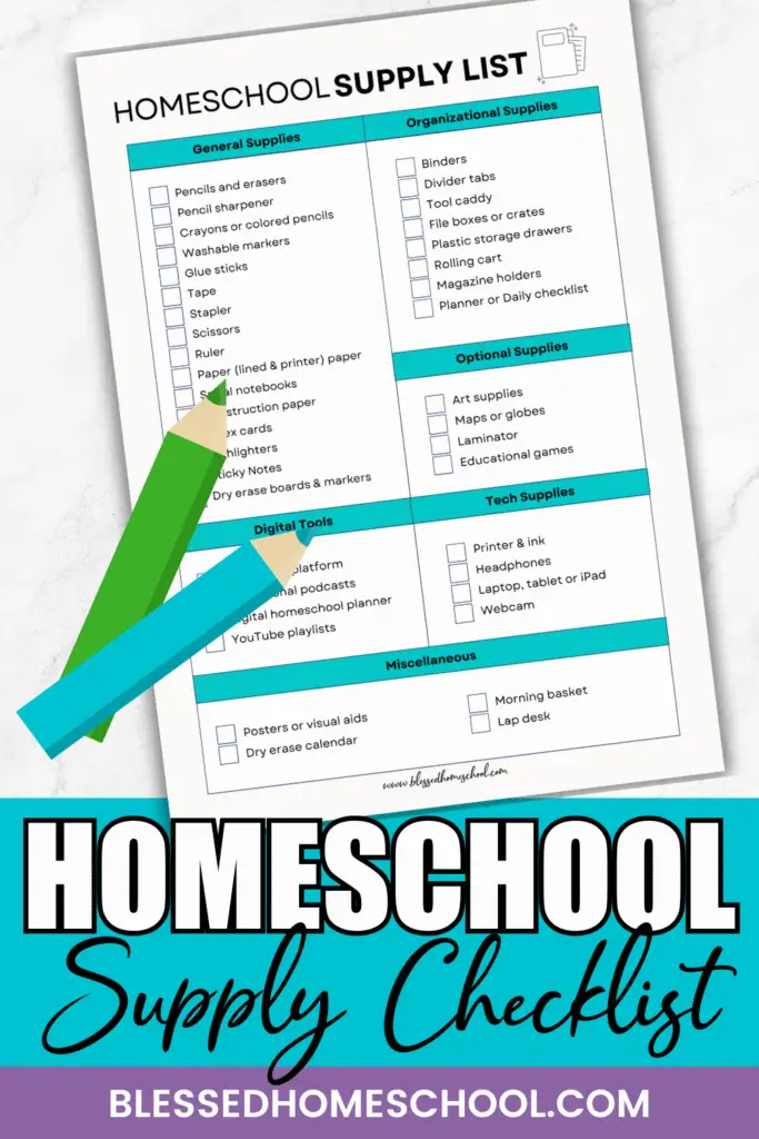Getting started with homeschooling doesn’t have to mean buying a whole classroom's worth of supplies. Here's a homeschool supply checklist with  the must-have homeschool supplies, helpful extras, and digital tools that can make your homeschool run smoothly—without overwhelming your budget or your space.