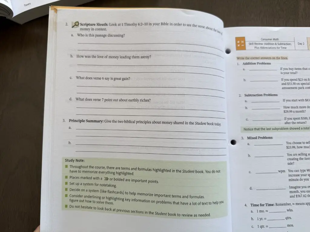 consumer math curriculum review