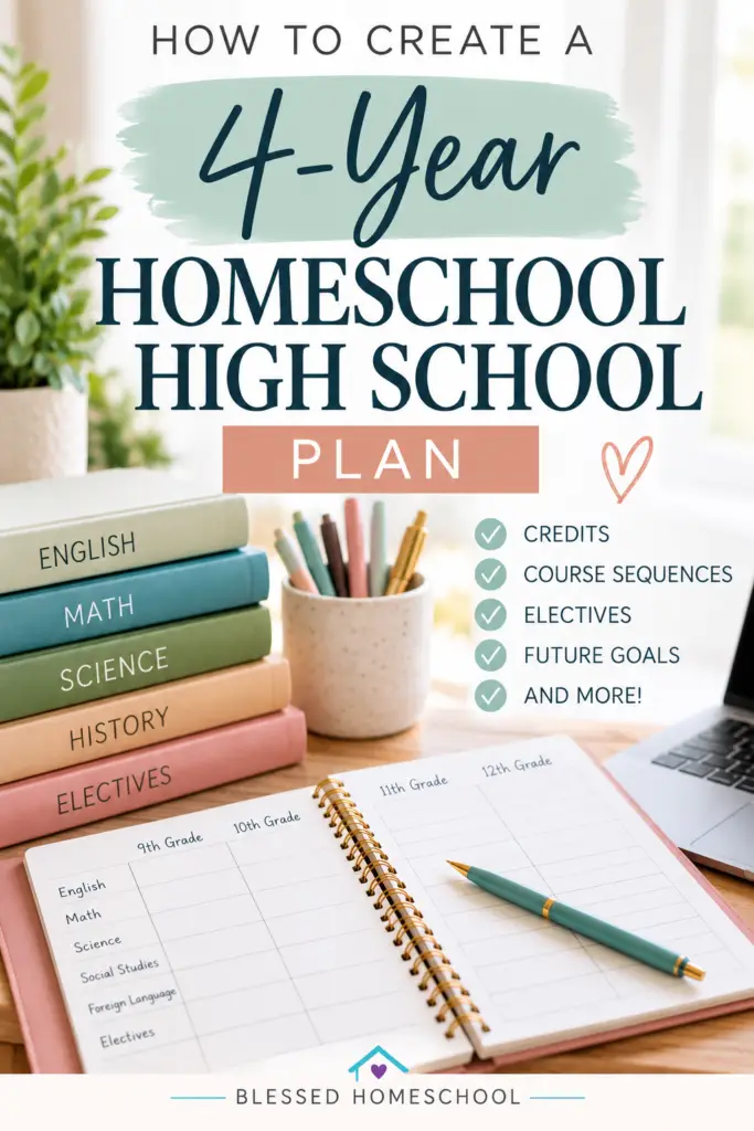 Not sure how to plan all four years of homeschool high school? Learn how to map out credits, courses, electives, and future goals while creating a flexible plan you can adjust as your student grows.