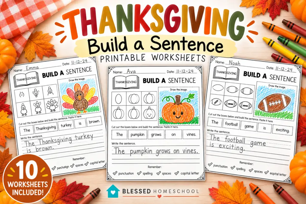 Thanksgiving Build a Sentence Worksheets